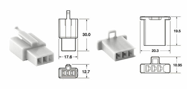 BIHR 3-pluggs anslutningsset Connectors 110 ML OE Type Ø0,5mm²/0,85mm² – 5 set – 110ML.3P