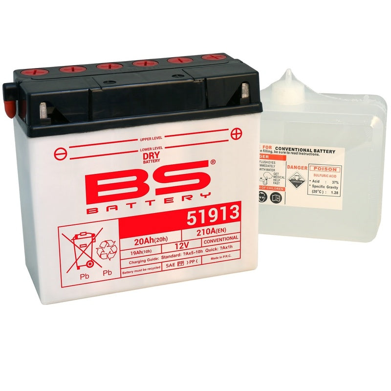 BS Battery Konventionellt Batteri med Syrapaket - 51913 (12C16A-3A)