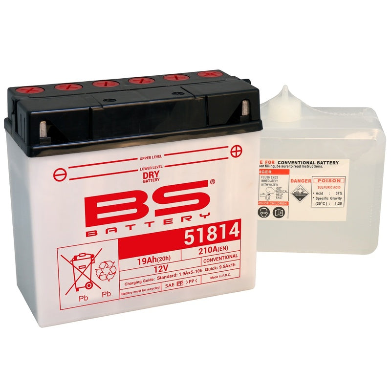 BS Battery Konventionellt Batteri med Syrapaket - 51814 (12C16A-3B)