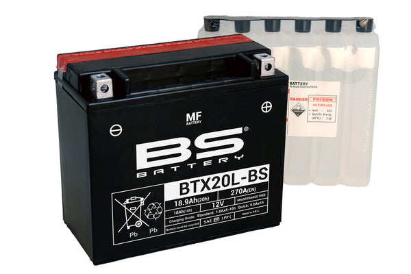 BS Battery Underhållsfritt Batteri med Syrapack - BTX20L-BS