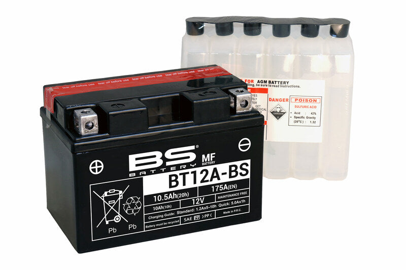 BS Battery Underhållsfritt Batteri med Syrapack - BT12A-BS