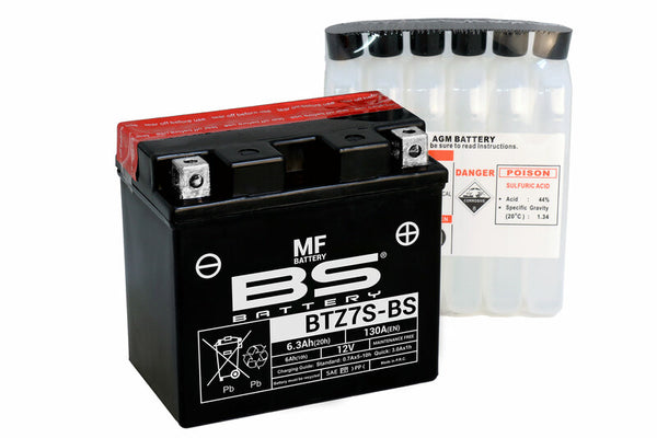 BS Battery Underhållsfritt Batteri med Syrapaket - BTZ7S-BS