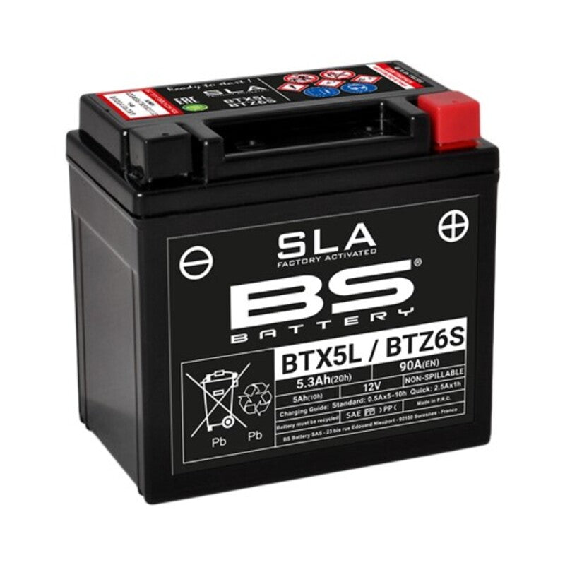 BS Battery SLA Batteri Underhållsfritt Fabriksaktiverat - BTX5L / BTZ6S