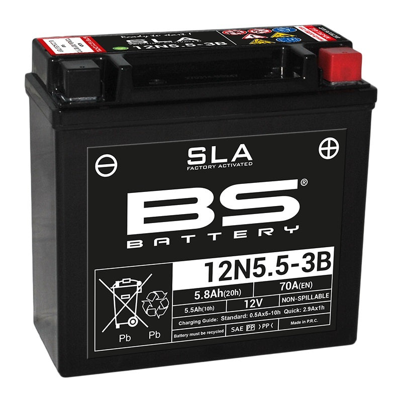 BS BATTERY SLA BATTERY MAINTENANCE FREE FACTORY ACTIVATED - 12N5.5-3B