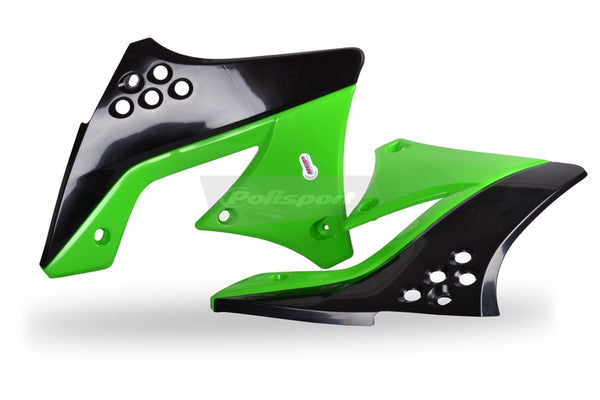 POLISPORT Radiator Covers OEM Color Green/Black Kawasaki KX250F 8412800004