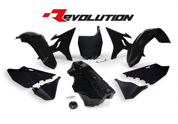 RACETECH Revolution Plastic Kit + Gas Tank Black Yamaha YZ125/250 R-KITYZ0-NR0-016