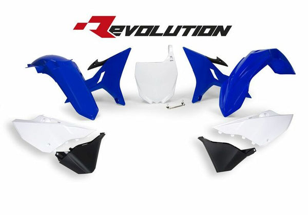 RACETECH Revolution Replacement Plastics Kit Blue/White Yamaha YZ125/250 R-KITYZ0-BL0-REV