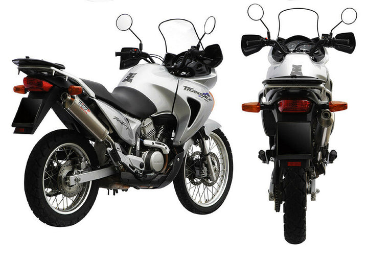 MIVV Oval Classic Slip-on Stainless Steel monterad på Honda XL650V Transalp H.023.LX1, visad från bak- och sidovy. Perfekt för reservdelar och tillbehör.