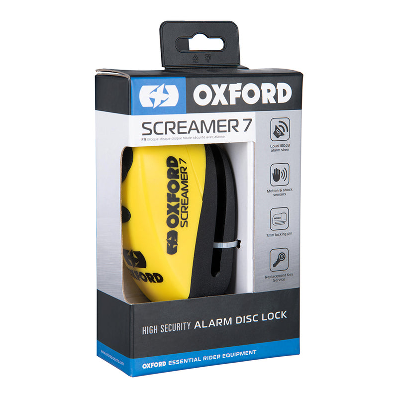 Oxford Screamer 7 Skivbromslås – Ø7mm Gul/Svart