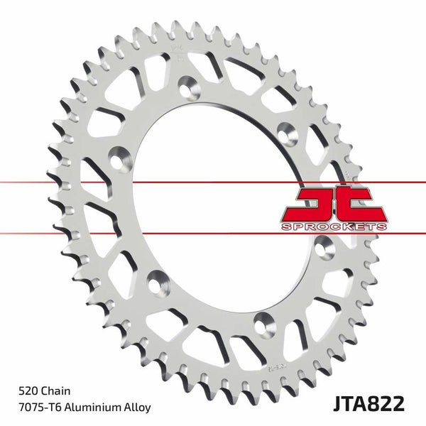 JT SPROCKETS Aluminium Ultra-Light Self-Cleaning Rear Sprocket 822 - 520 JTA822.50BLK