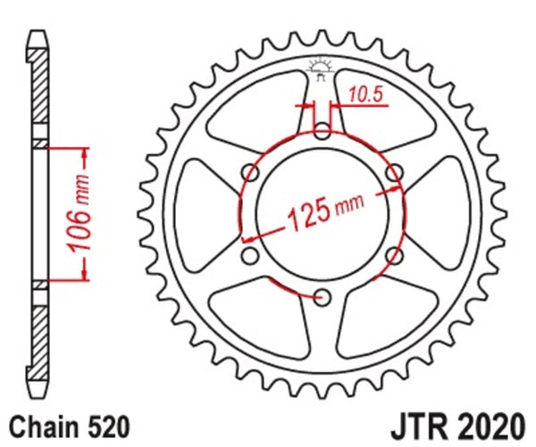 JT SPROCKETS Steel Standard Rear Sprocket 2020 - 520 JTR2020.41