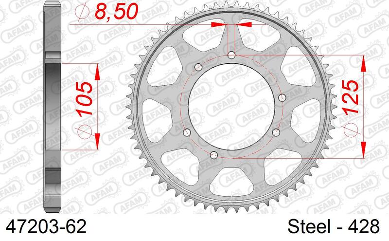 AFAM Steel Standard Rear Sprocket 47203 - 428