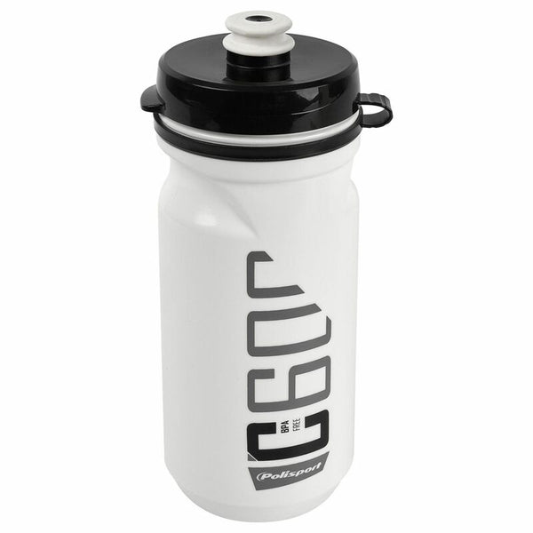POLISPORT Water Bottle C600 White/Black Clip On Cap 600ml 8644800002