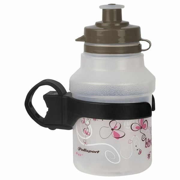 POLISPORT Water Bottle Birdy Clip-On Cap + Rotative Bottle Cage Clear 350ml 8644200116