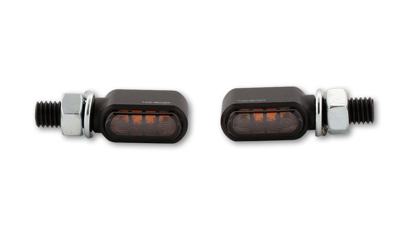 Highsider CNC LED Indicators Little Bronx, Black, Tinted Glass, E-Approved, (Pair) 204-2860