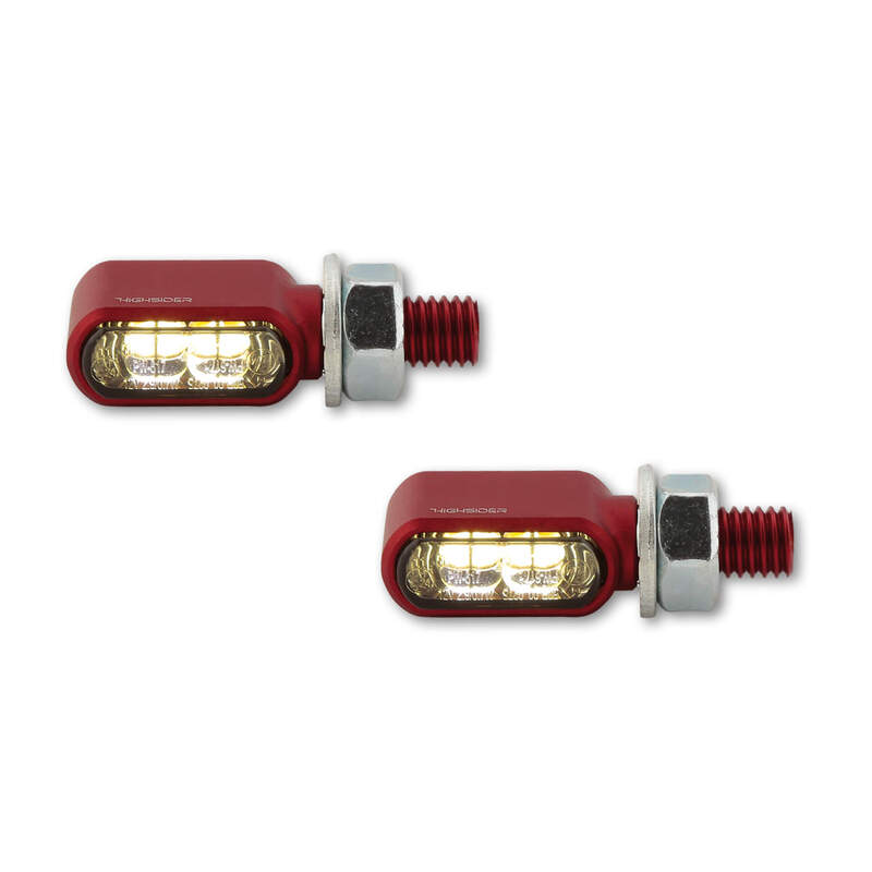 Highsider CNC 2in1 LED Indicator/Position Light Little Bronx, Red, Tinted, E-Approved, (Pair) 204-2872