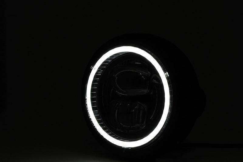 Highsider 5 3/4" LED-strålkastare PECOS TYPE 7 med parkeringsljusring, Krom, E-godkänd