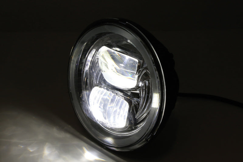 Highsider LED Main Head Light Insert Type7 With Side Light Ring, Round, Chrome, 5 3/4" 226-020