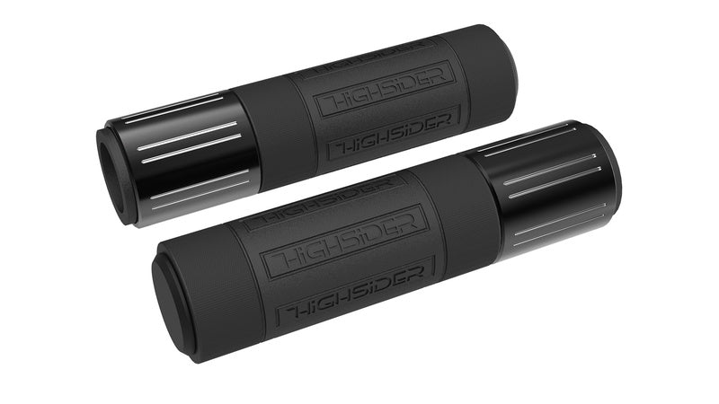 Highsider Conero Handlebar Grip Rubber, 7/8" (22,2 mm), 132 mm, Black Glossy With polished bevels 315-055