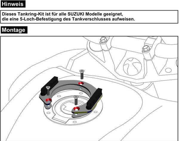 Tank ring Lock-it 5 hole incl. counterpart tank bag 4 layers