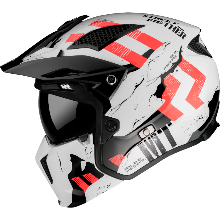 MT Helmets Öppen Mc-Hjälm Streetfighter Twin Pearl White