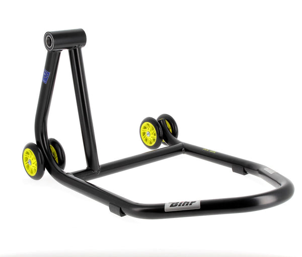 BIHR Home Track Left Single Arm Paddock Stand Matt Black Yellow WheelsNULL