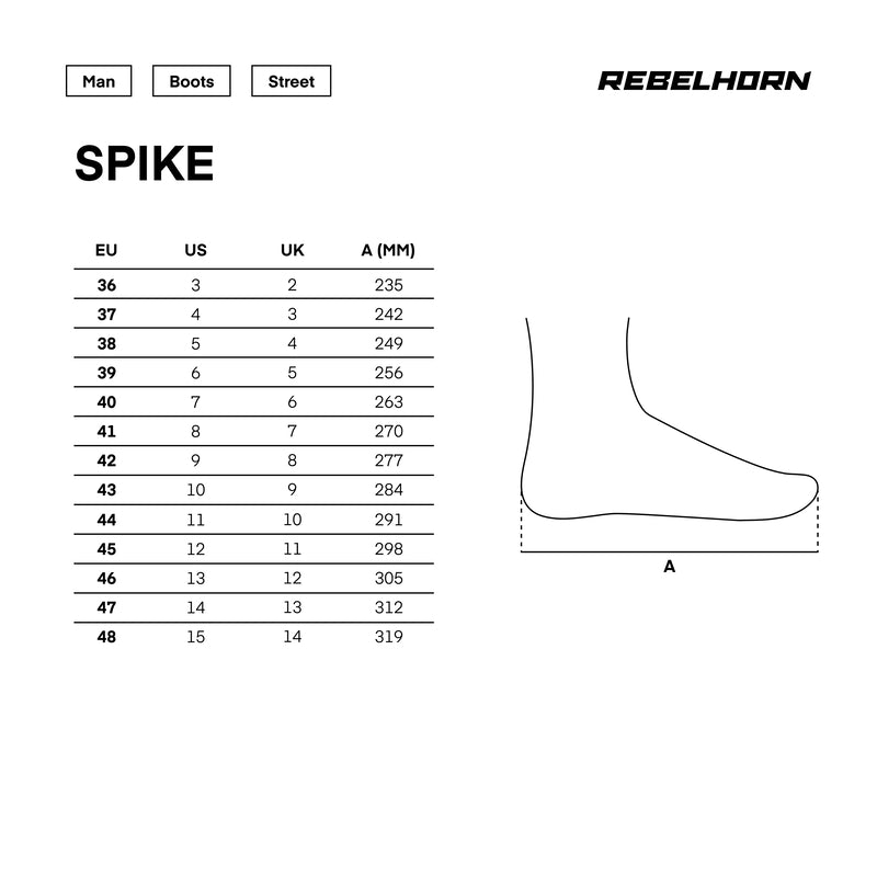 Rebelhorn Unisex Mc-Skor Spike Svart