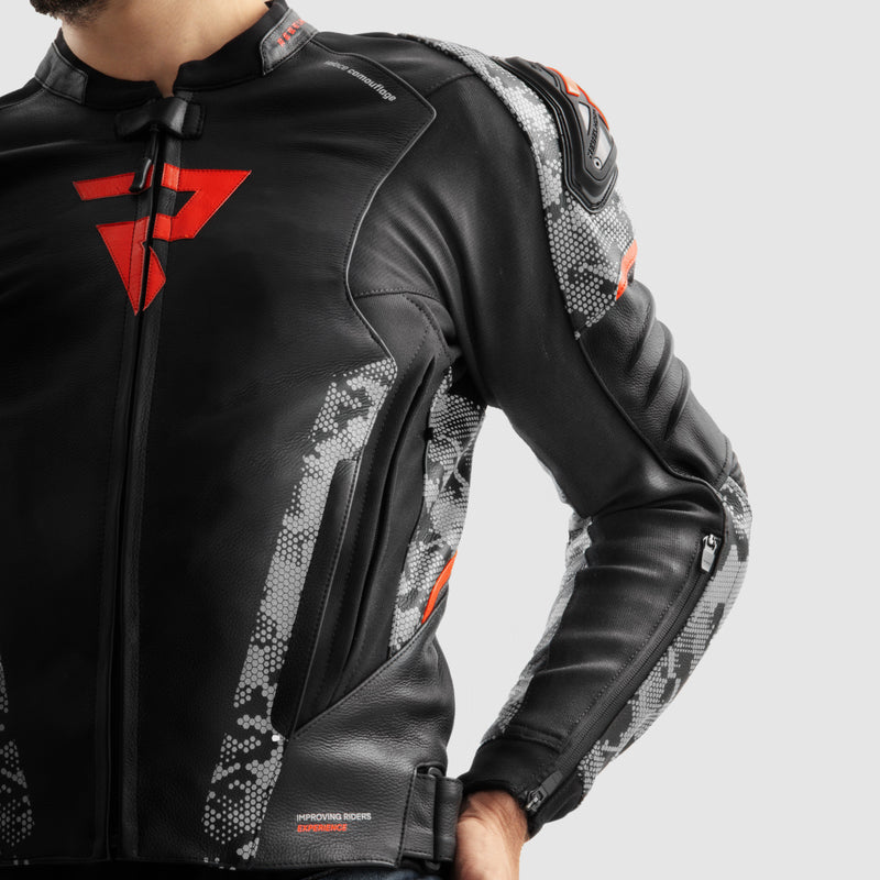 Rebelhorn mc-leather jacket veloce black /camo gray