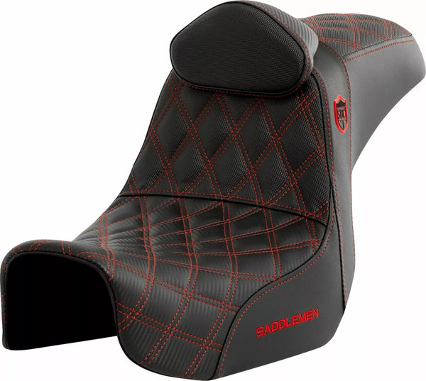 SADDLEMEN SEAT SDC PERF GRIPPER W/BR RED SC80604REDRT