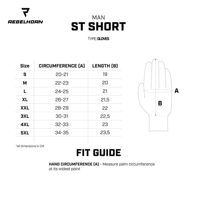 Rebelhorn Mc-Handskar ST Short Svart