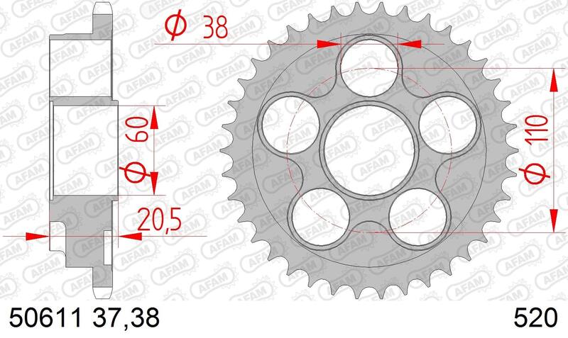 AFAM Steel Standard Rear Sprocket 50611 - 520