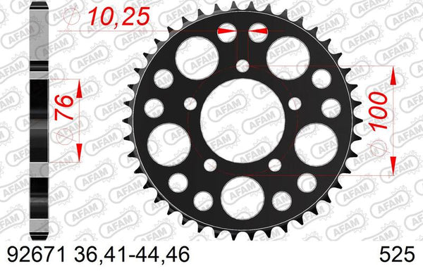 AFAM Steel Standard Rear Sprocket 92671 - 525 92671-44