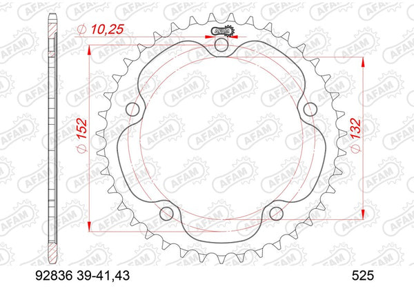 AFAM Steel Standard Rear Sprocket 92836 - 525 92836-40