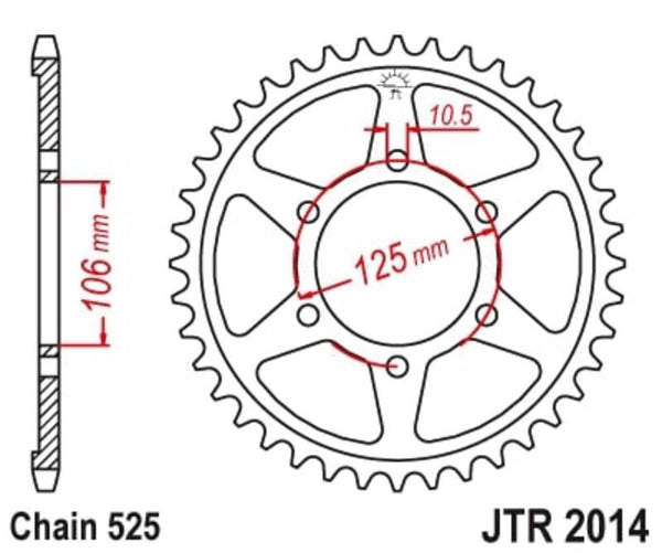 JT SPROCKETS Steel Standard Rear Sprocket 2014 - 525 JTR2014.46
