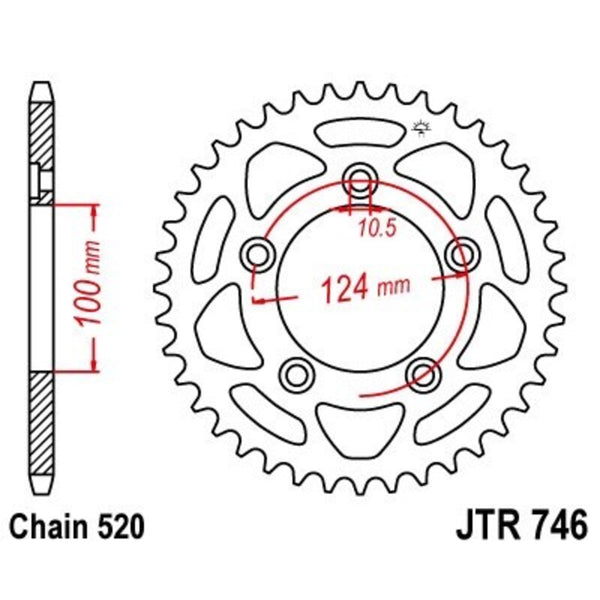 JT SPROCKETS Steel Standard Rear Sprocket 746 - 520 JTR746.46