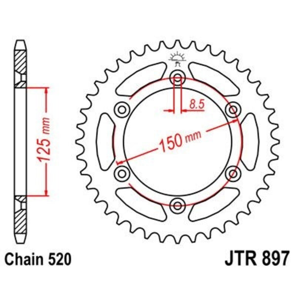 JT SPROCKETS Zinc Standard Rear Sprocket 897 - 520 JTR897.45ZBK