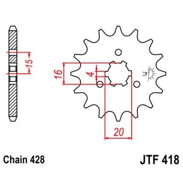 JT SPROCKETS Steel Standard Front Sprocket 418 - 428 JTF418.15