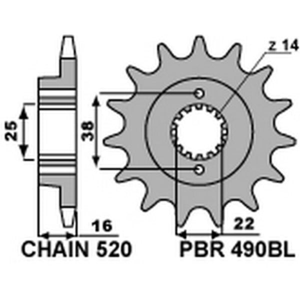 PBR Steel Standard Front Sprocket 490BL - 520 490BL 15 18NC