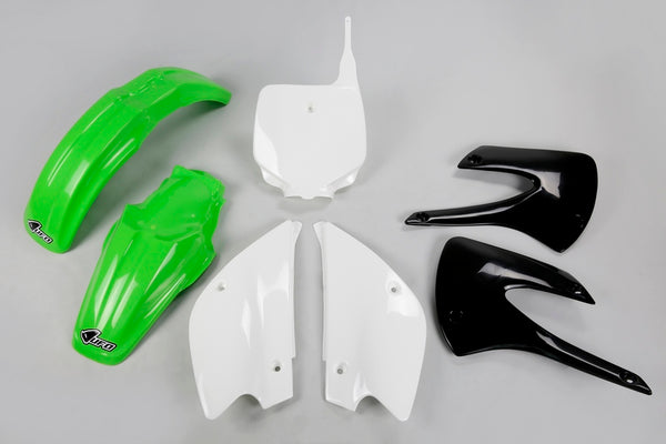 UFO Restyled Plastic Kit OEM Color (2010) Green/White Kawasaki KX85 KAKIT214@999