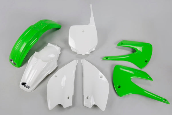 UFO Restyled Plastic Kit OEM Color (2013) Green/White Kawasaki KX85 KAKIT218@999