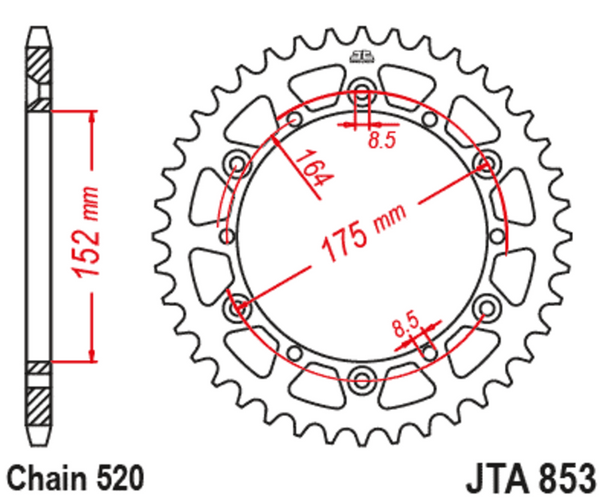 JT SPROCKETS Aluminium Ultra-Light Rear Sprocket 853 - 520 JTA853.40BLK