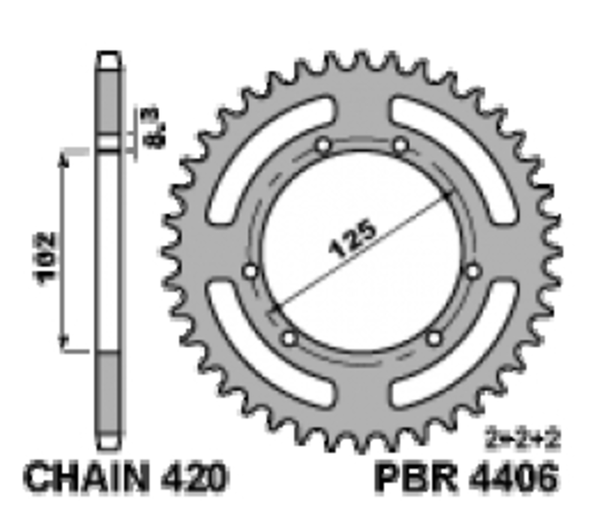 PBR Standard Steel Rear Sprocket 4406 - 420 4406 62 F