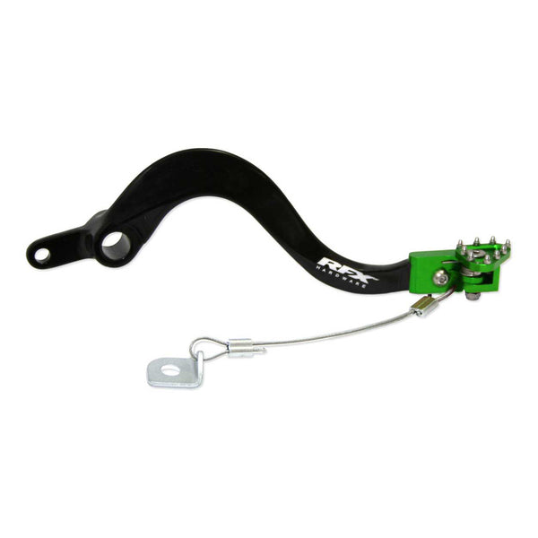 RFX Pro FT Rear Brake Lever (Black/Green) - Kawasaki KXF250/450 FXRB2020099GN