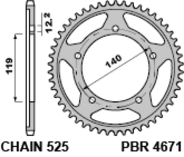 PBR Steel Standard Rear Sprocket 4671 - 525 4671 44 C45