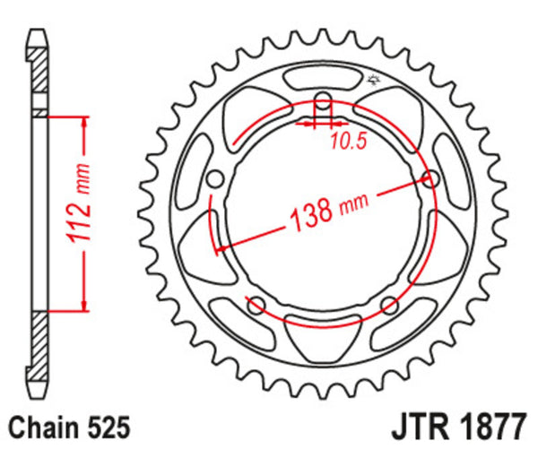 JT SPROCKETS Steel Standard Rear Sprocket 1877 - 525 JTR1877.45