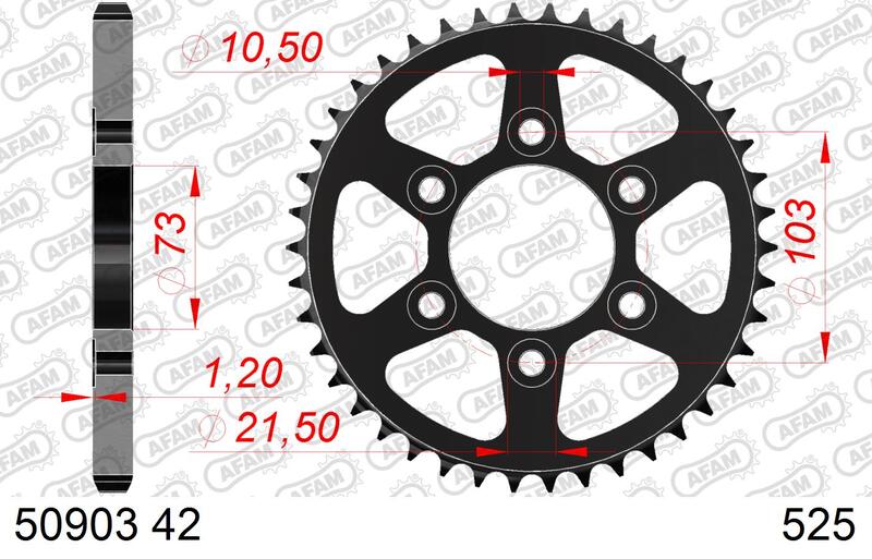 AFAM Steel Standard Rear Sprocket 50903 - 525