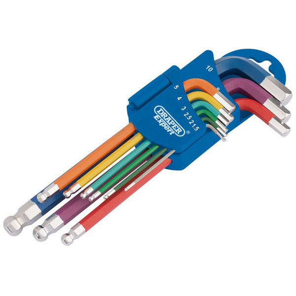 DRAPER Metric Coloured Hex and Ball End Key Set - 9 pieces 66132.0