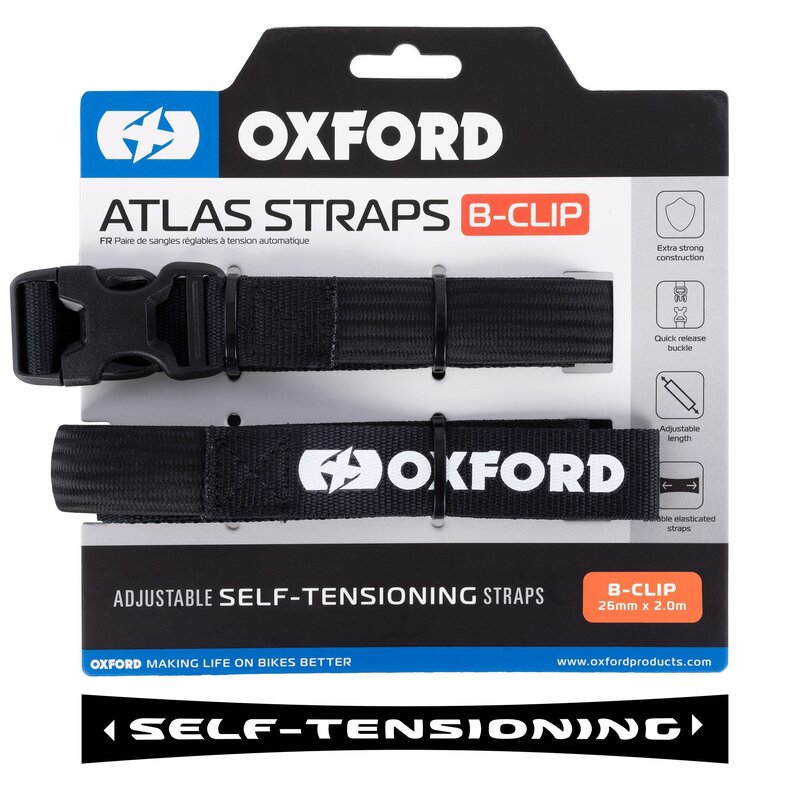 Oxford Atlas B-Clip 26mm x 2.0M Black (Pair) OX321