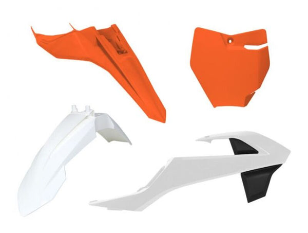 RACETECH Plastkit 4-delars – Orange & Vit R-KITKTM-O23-500