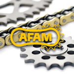 AFAM Chain Kit 420R1 13/48 förstärkt kedjesats med stål standard bakdrev. Perfekt reservdel för Rieju NKD 50 och RR 50 motorcyklar.